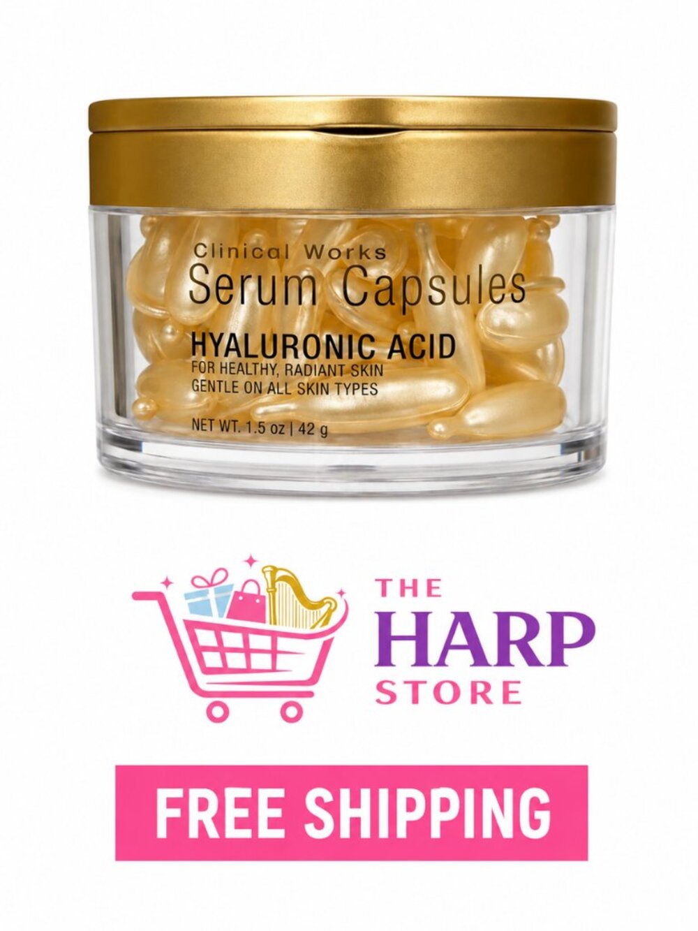 Clinical Works Hyaluronic Acid Serum Capsules – 75 Count Facial Serum for All Sk